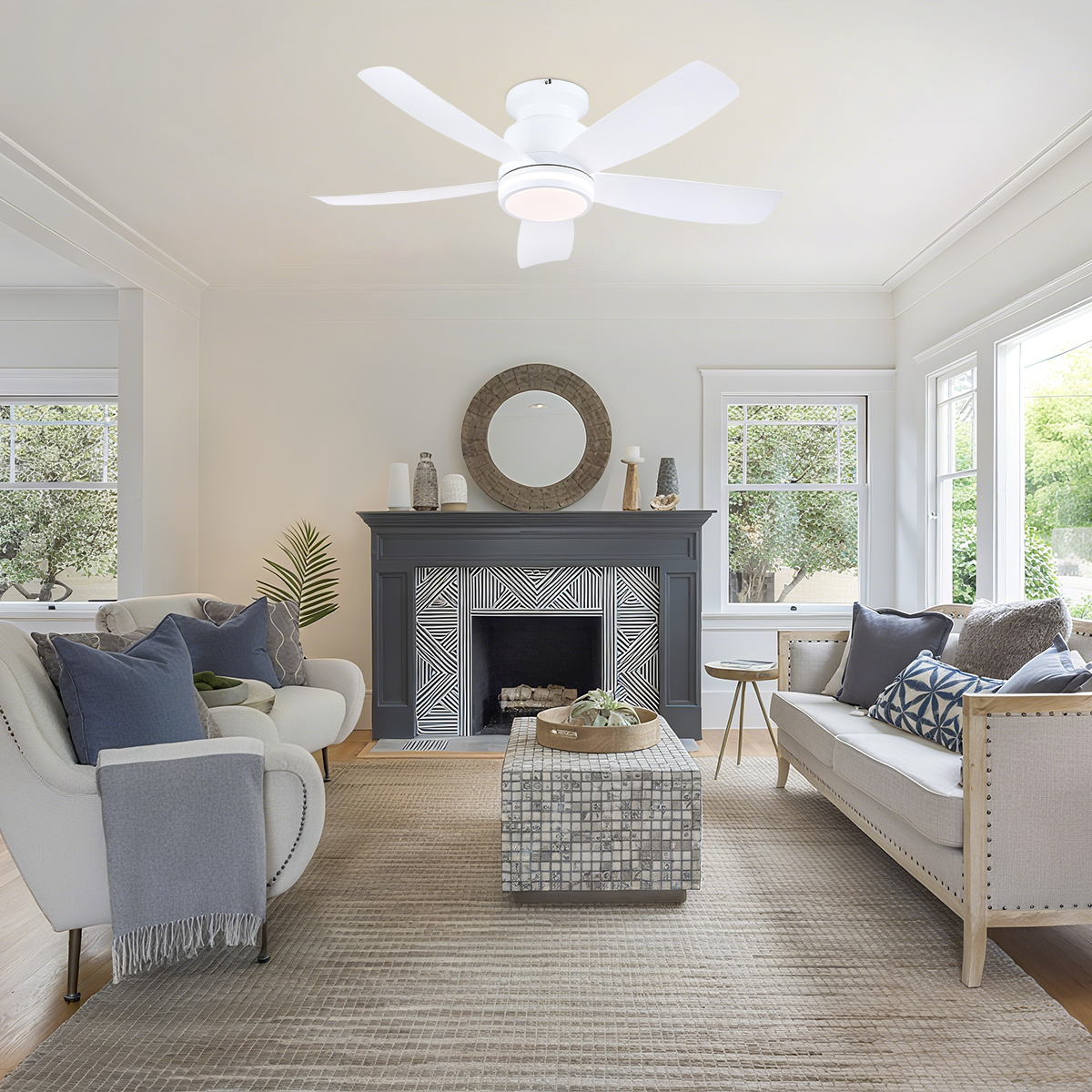 Recessed Remote Control Ceiling Fan Light 41"