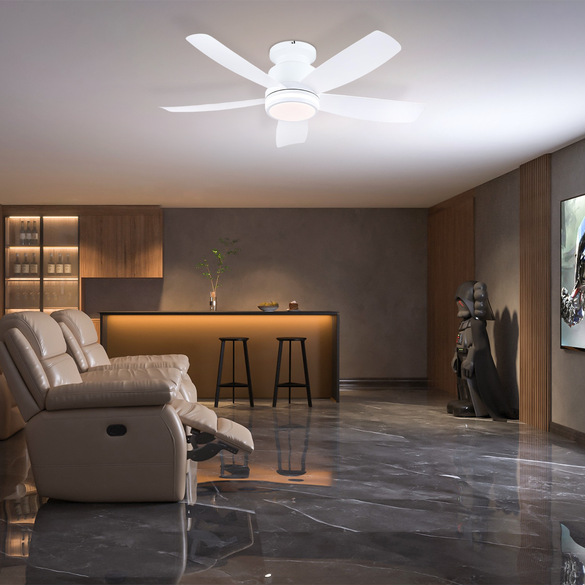 Recessed Remote Control Ceiling Fan Light 41"