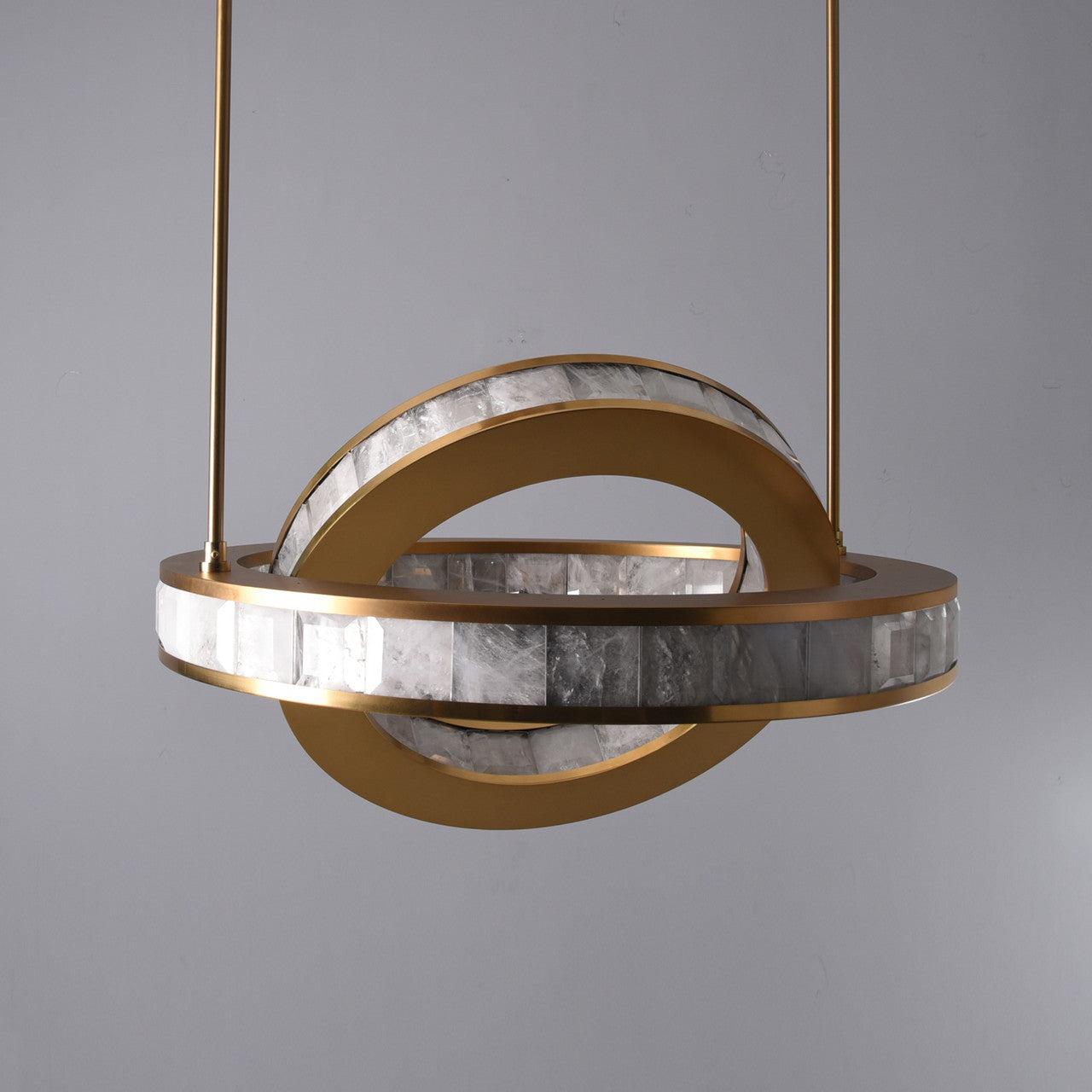 Rosario Luxury Brass Rock Crystal Pendant Chandelier