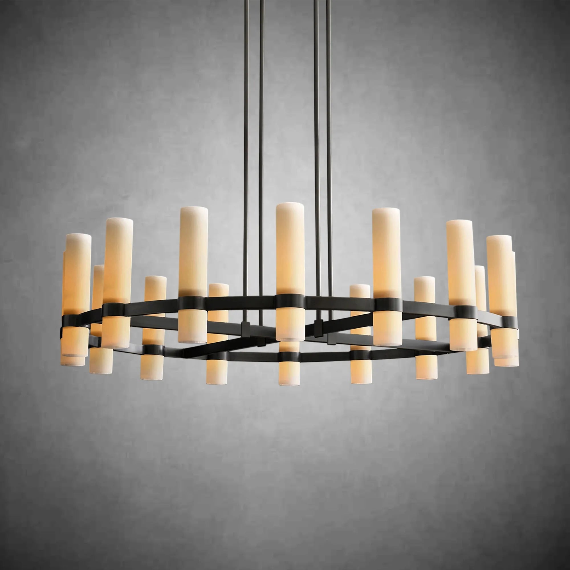 HA Rebecca Round Milk Glass Chandelier