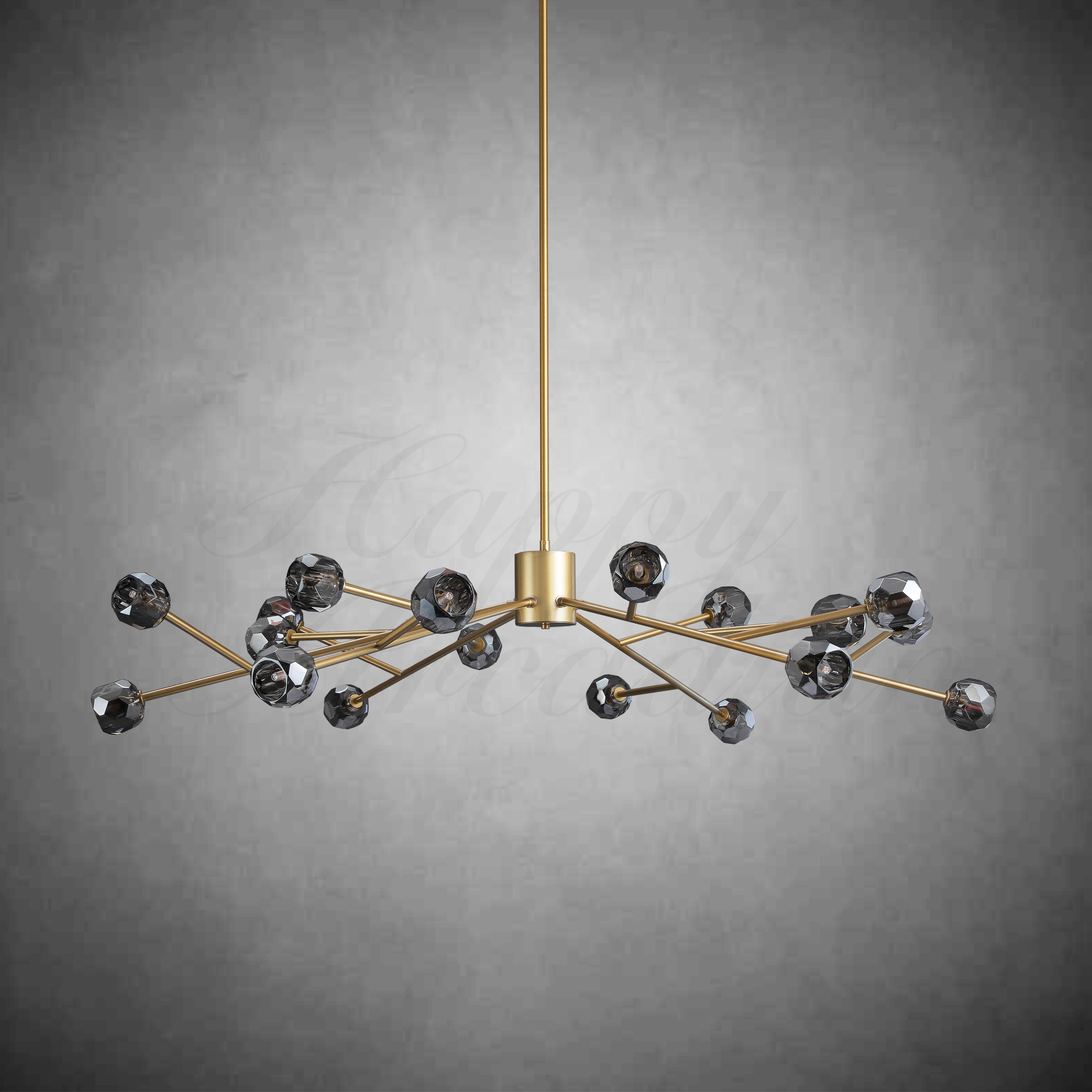 HA Bola De Smoke Crystal Round Chandelier 60"