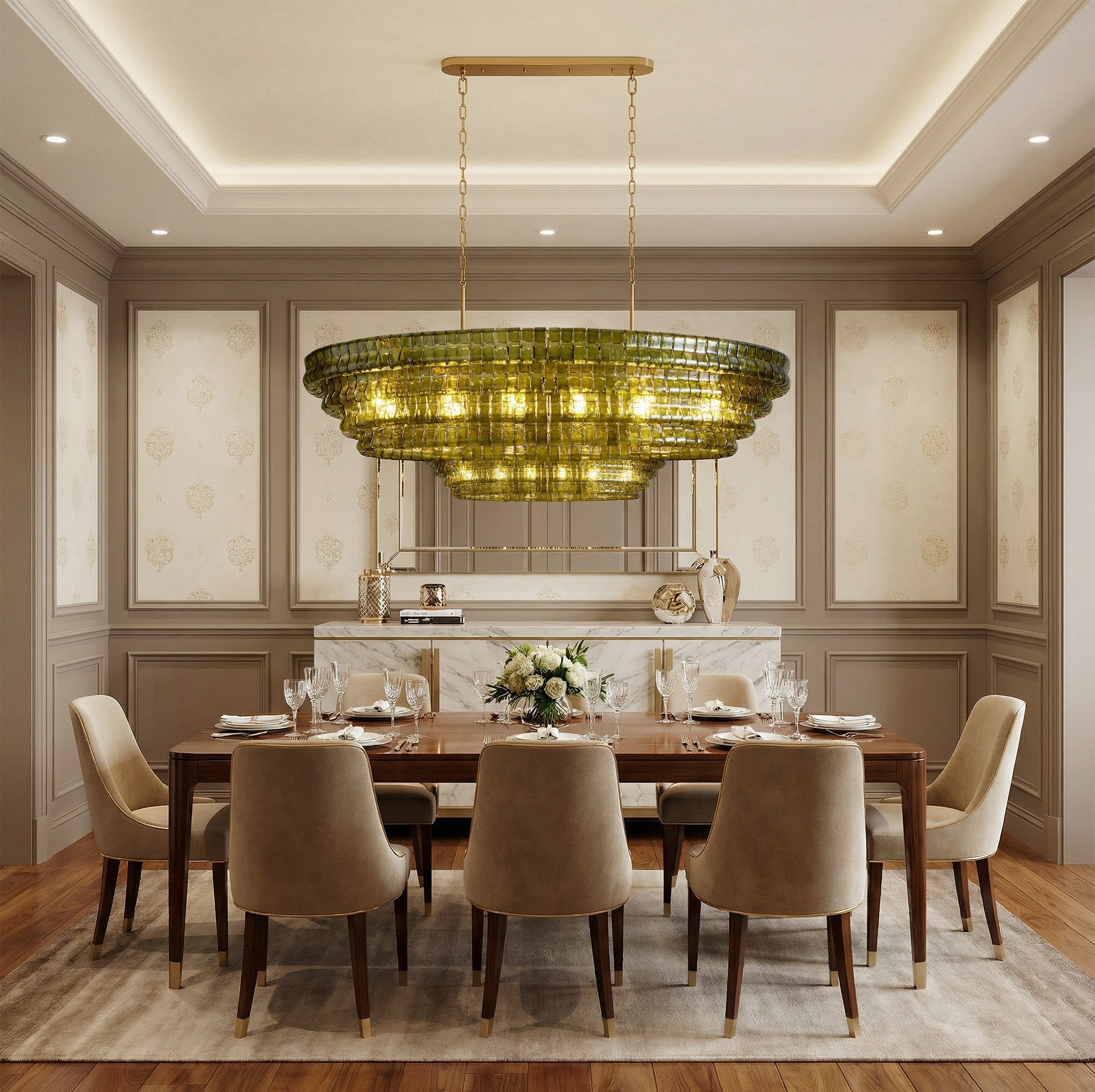 Glacien Oval Chandelier 54"W/65"W