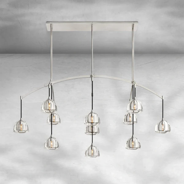 Hemispheae Modern Glass Linear Chandelier 54" 72"