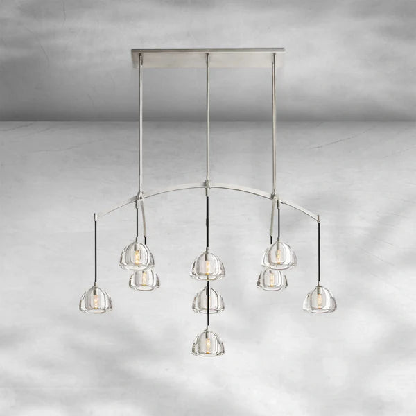 Hemispheae Modern Glass Linear Chandelier 54" 72"