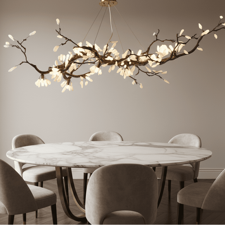 Selenite Crystal Blossom Branching Tree Chandelier