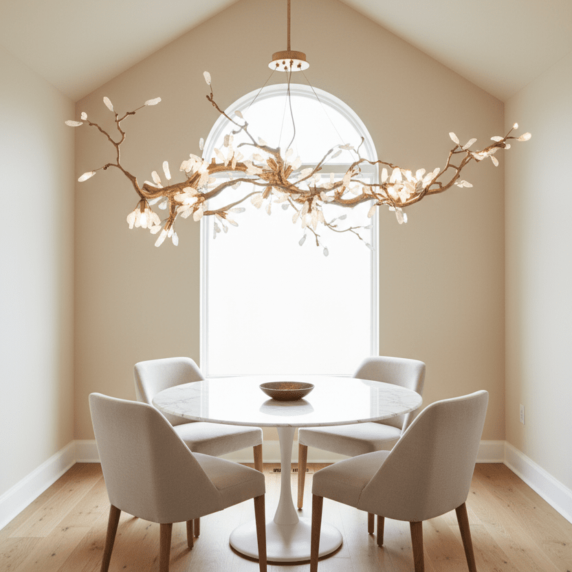 Selenite Crystal Blossom Branching Tree Chandelier