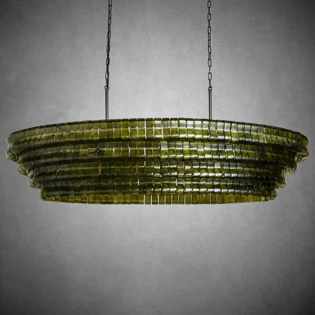 Ghiaccio Art Glass Oval Chandelier