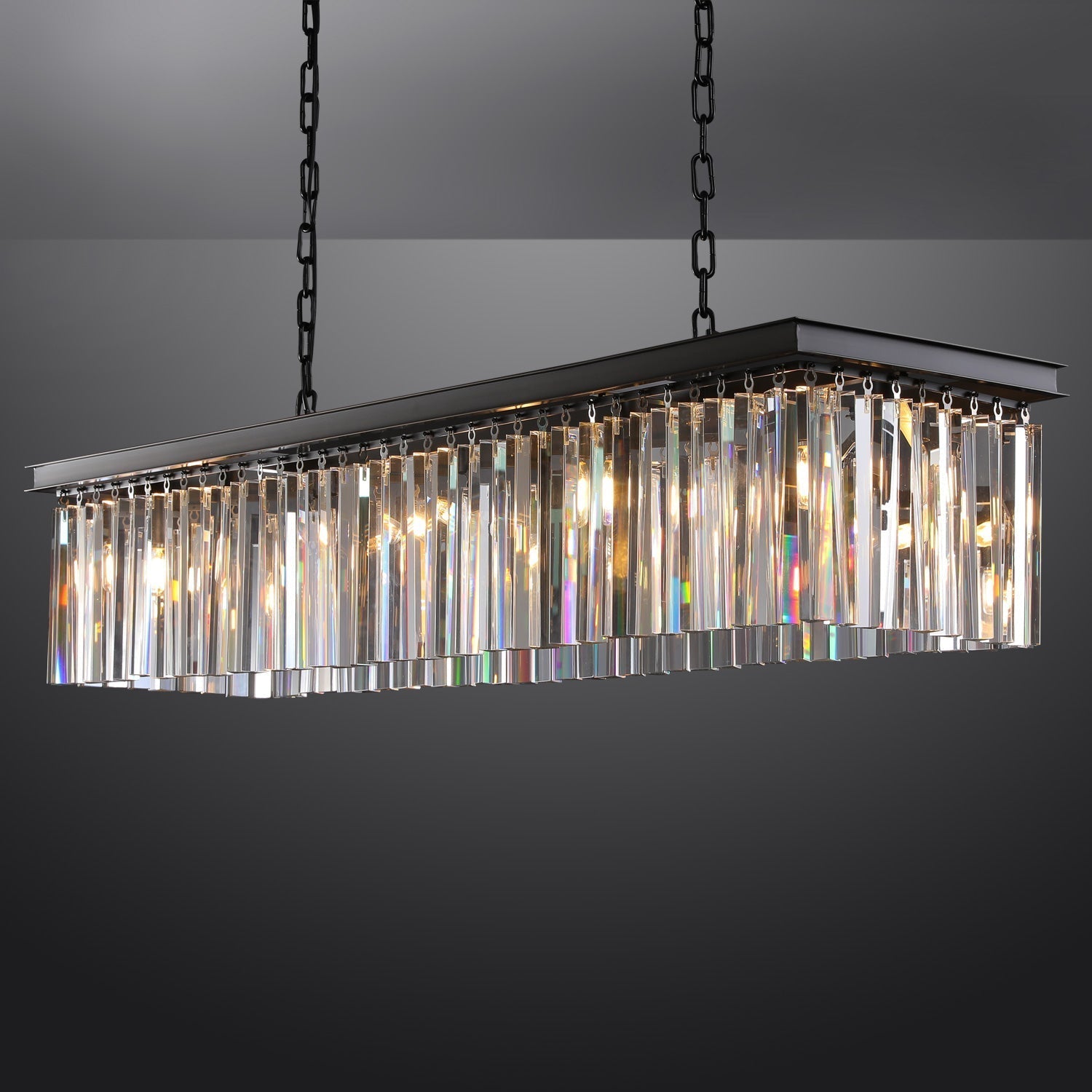 Zestra K9 Crystal Rectangular Chandelier 49"