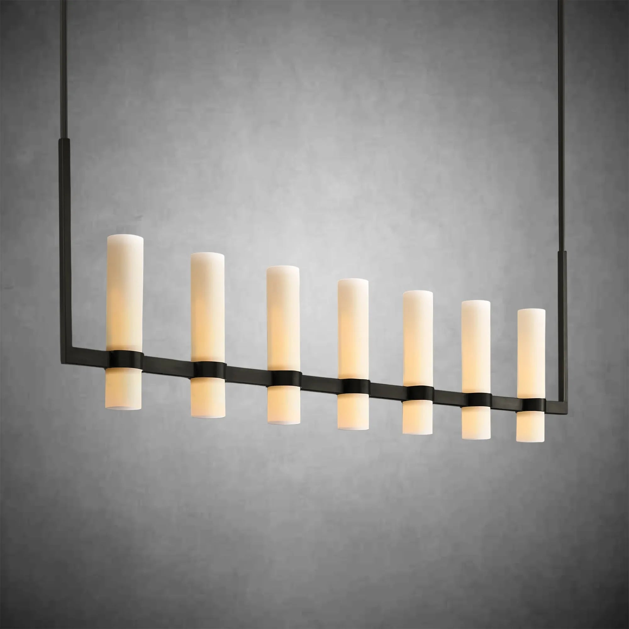 HA Rebecca Linear Milk Glass Chandelier
