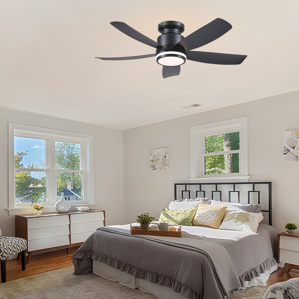 Recessed Remote Control Ceiling Fan Light 41"