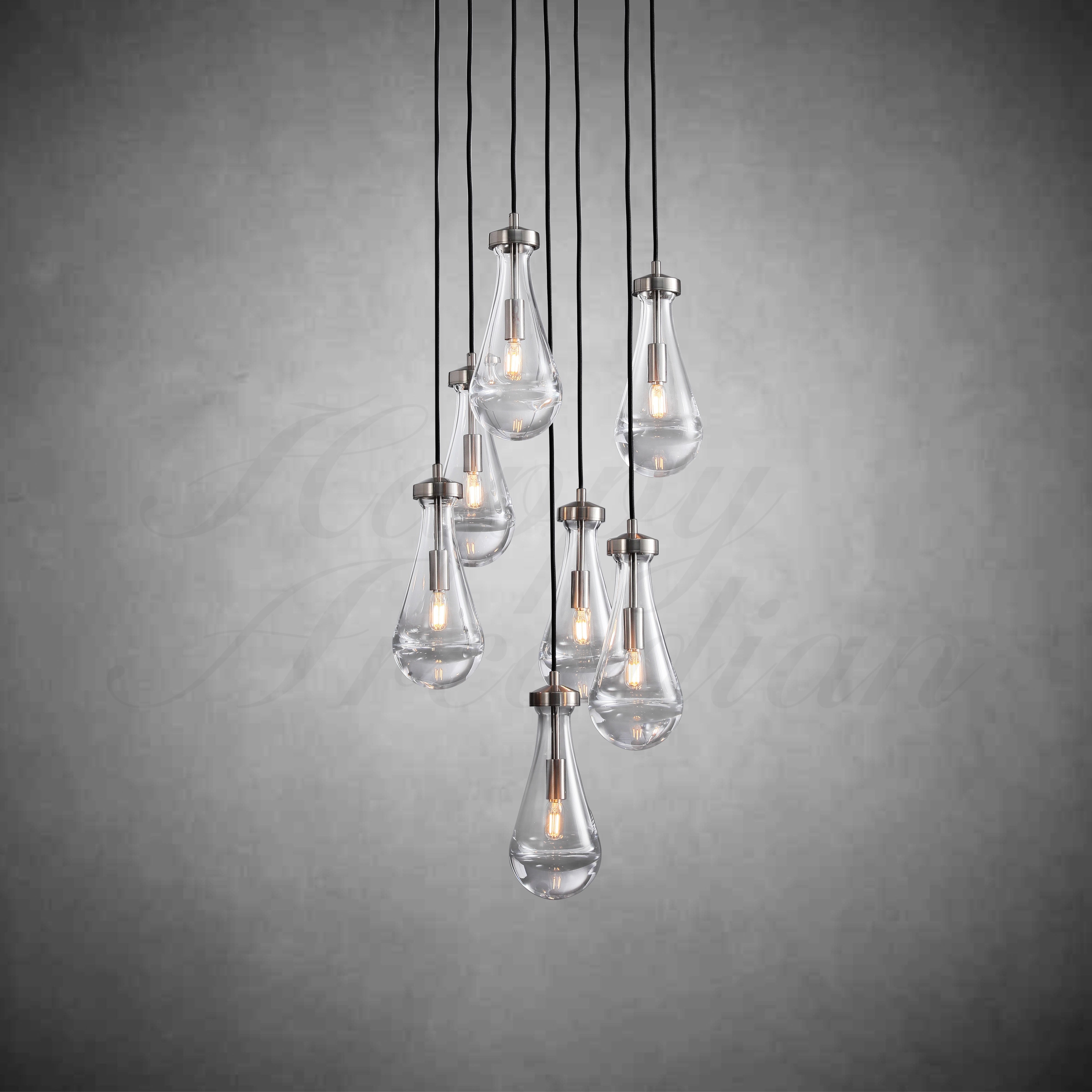 HA Raindrop Glass Round Chandelier 18"