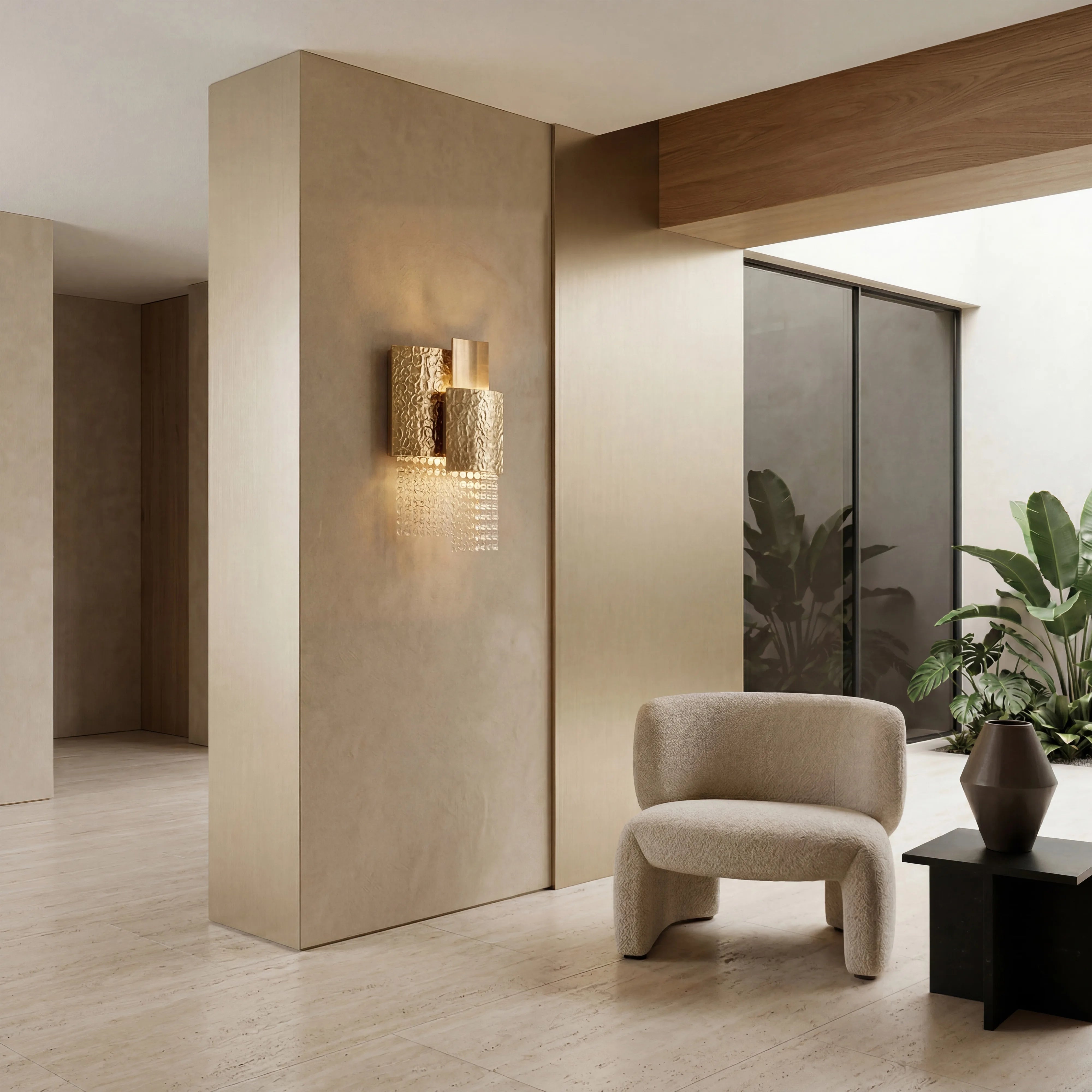 Amadeo Square Brass Crystal Sconce