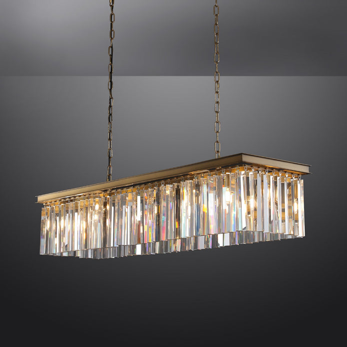 Zestra K9 Crystal Rectangular Chandelier 49"