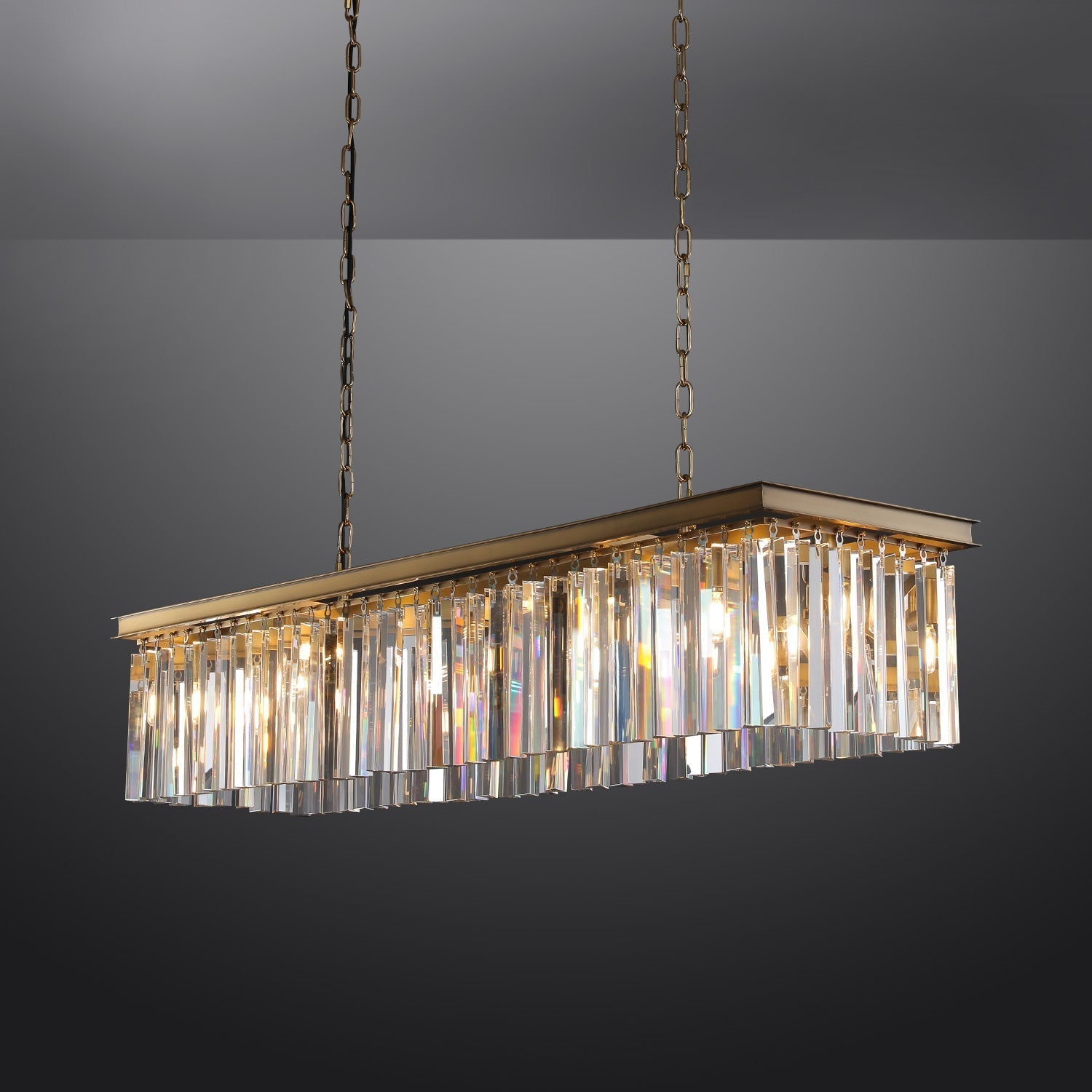 Zestra K9 Crystal Rectangular Chandelier 59"