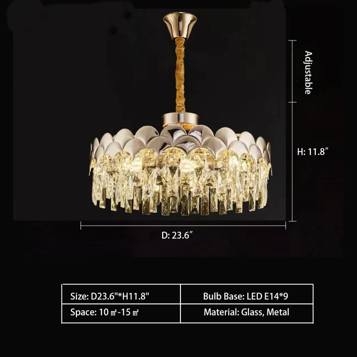 Modern Fish Scale Tiered Crystal Pendant Chandelier Suit for Living Room & Bedroom