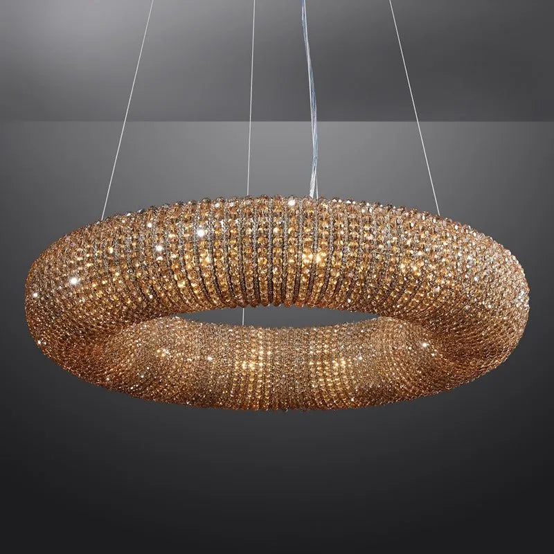 Amber Luxury Crystal Smoke Round Chandeliers