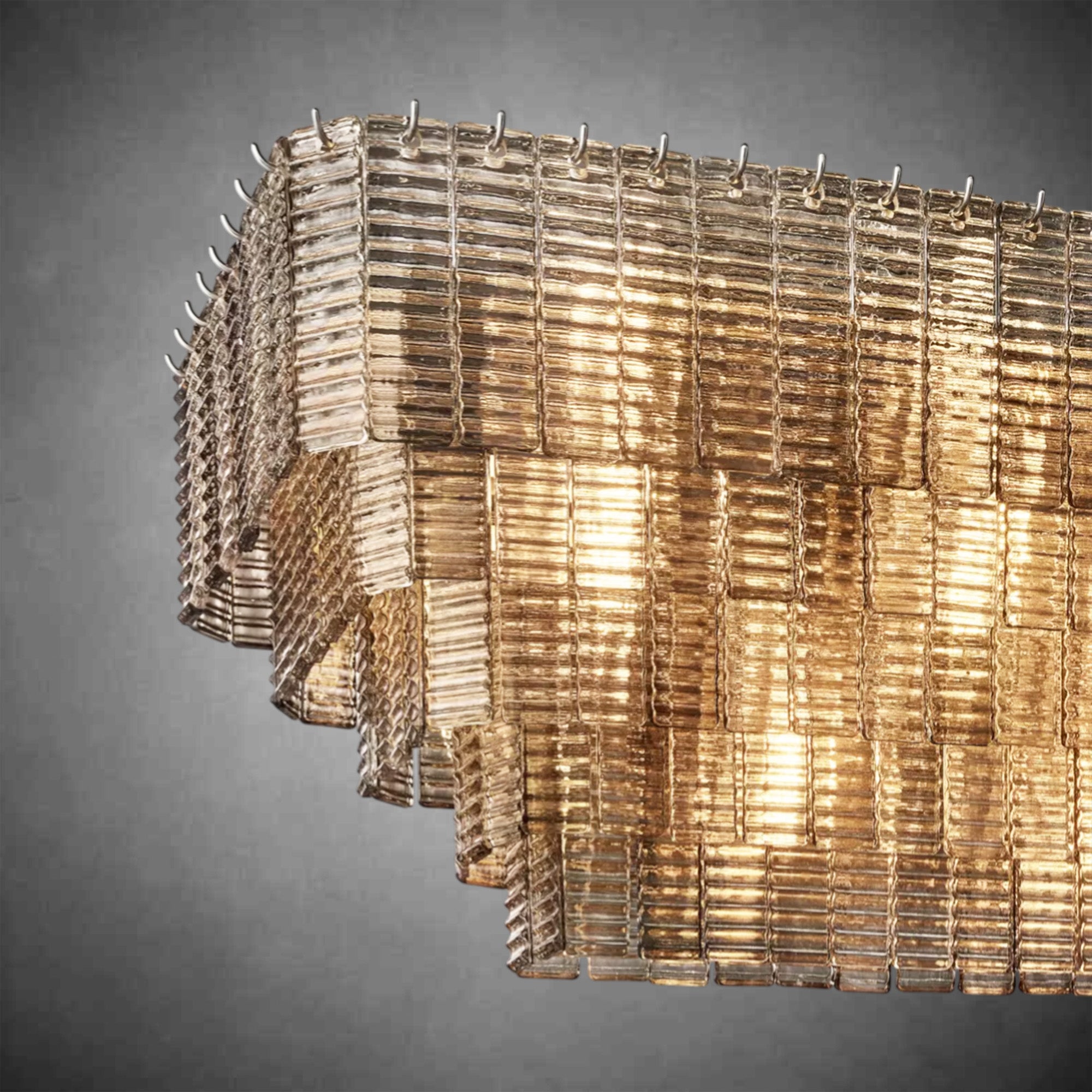 HA Sirena Smoke Glass Rectangle Chandelier 59"