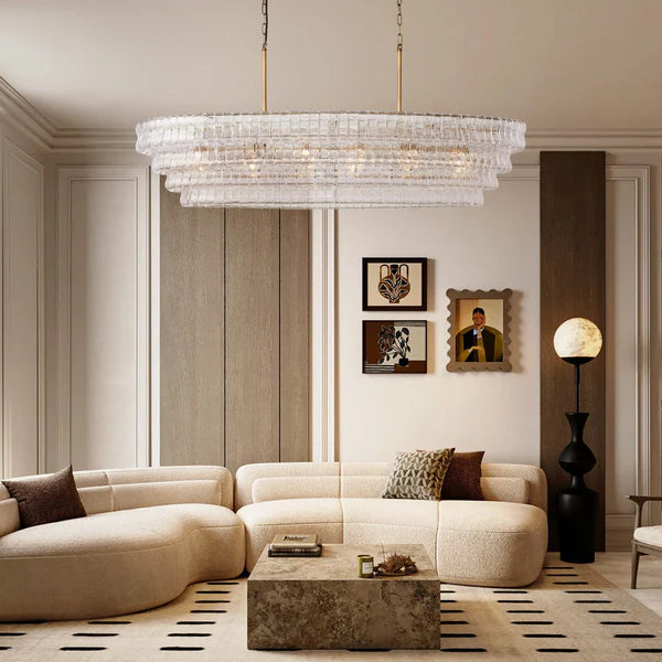 Ghiaccio Art Glass Oval Chandelier