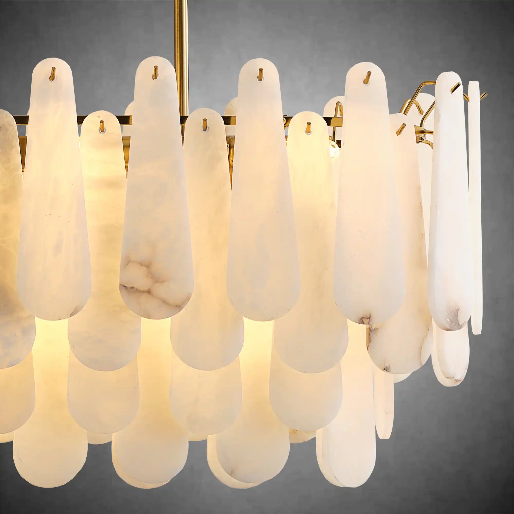 Modern Alabaster Brass Round Pendant light