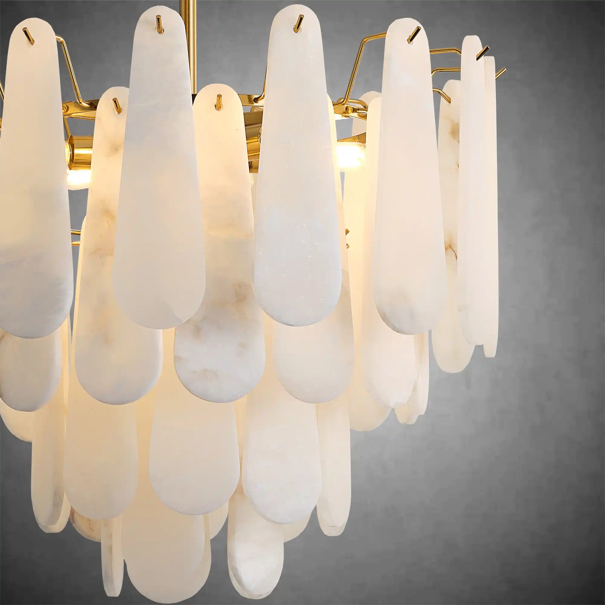 Modern Alabaster Brass Round Pendant light