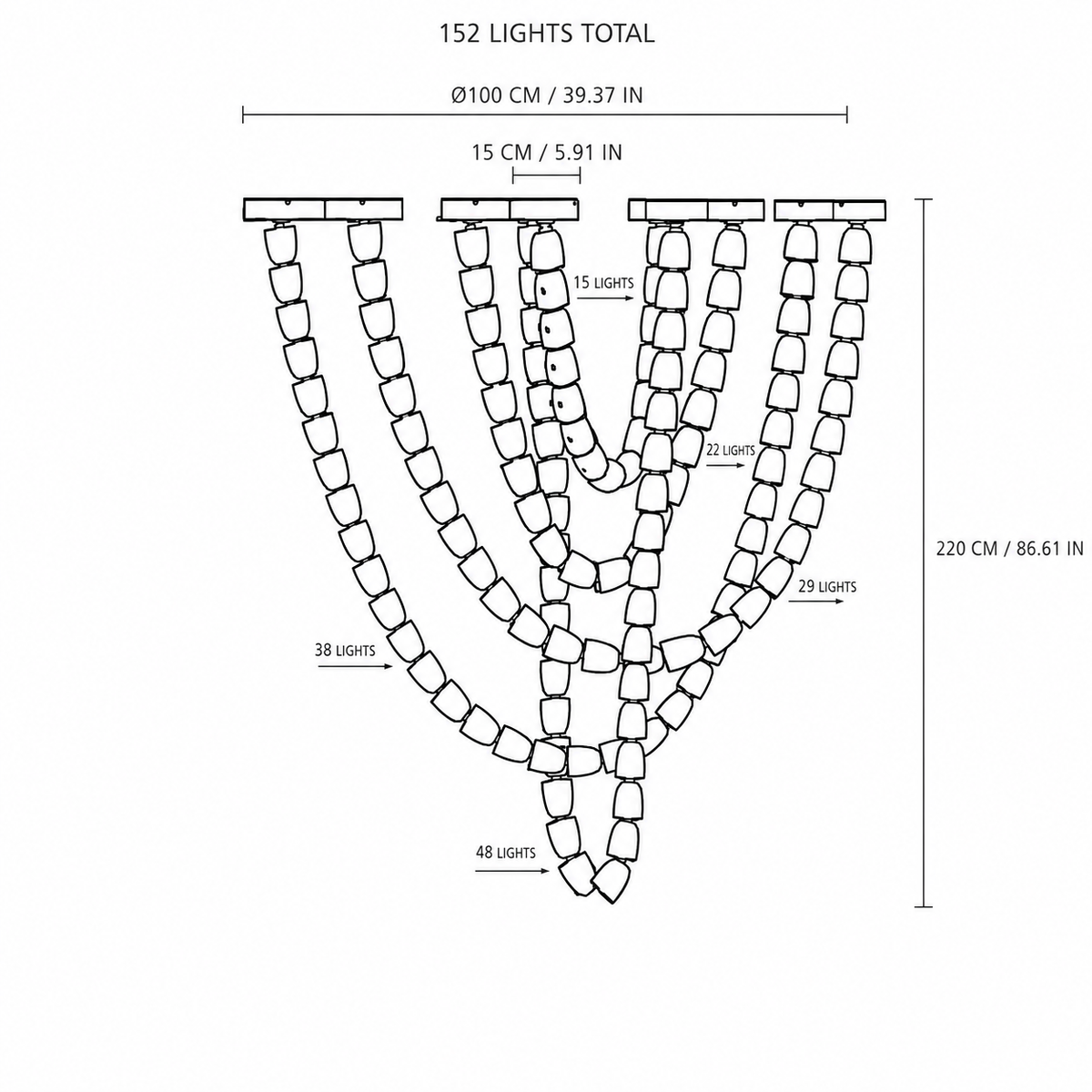 Versailles Veil Cascading Crystal Chandelier
