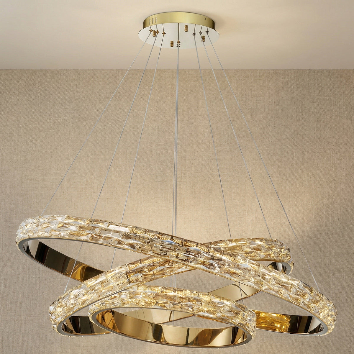 Vega Triple Ring Crystal Chandelier