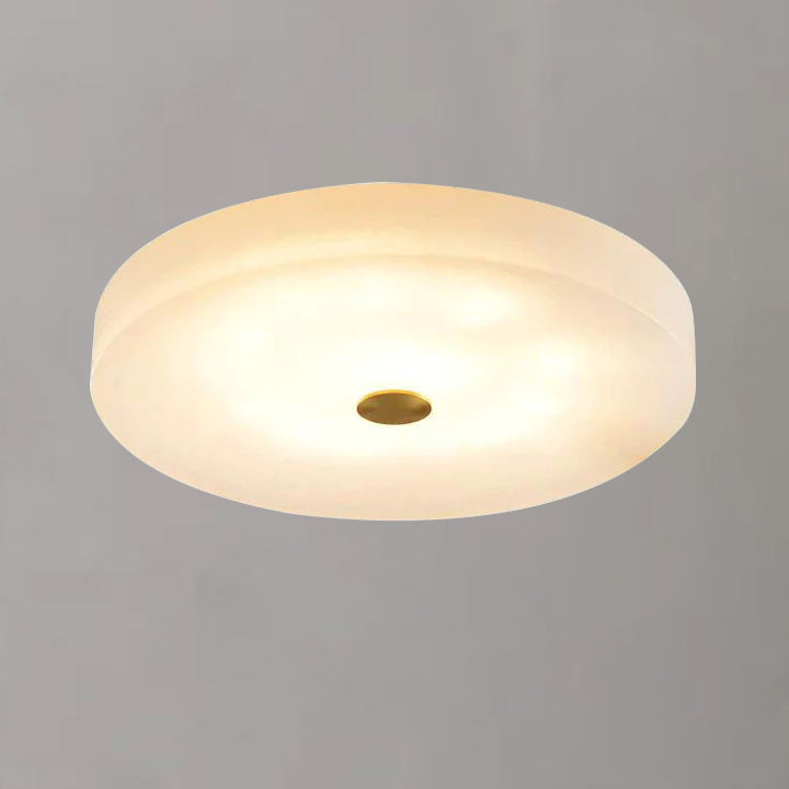 Alabaster Flush Mounted Round Chandelier