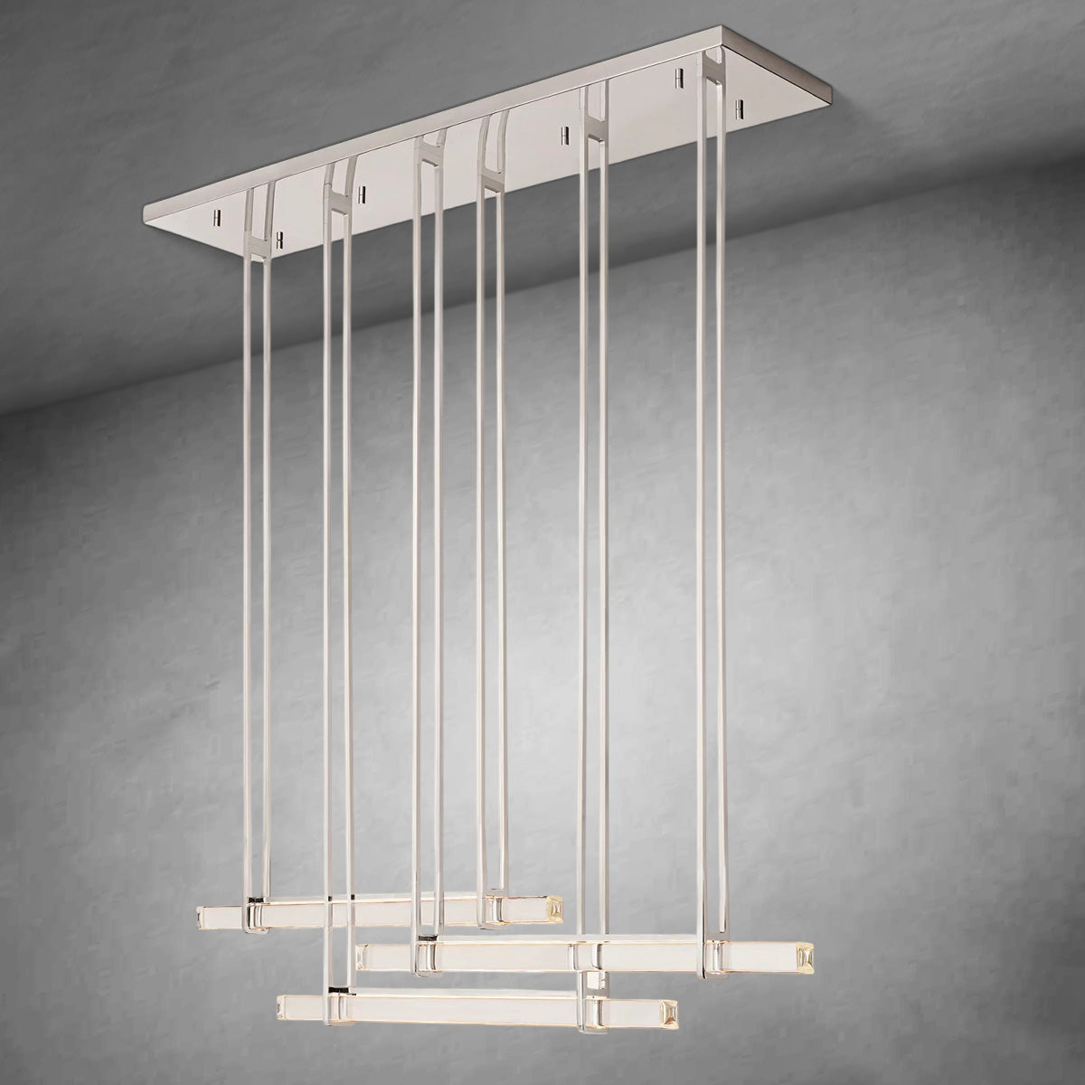 Aurivox Crystal Triple Bar Linear Chandelier