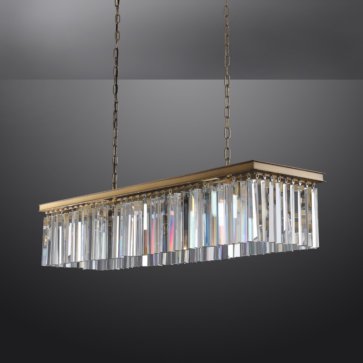 Zestra K9 Crystal Rectangular Chandelier 59"