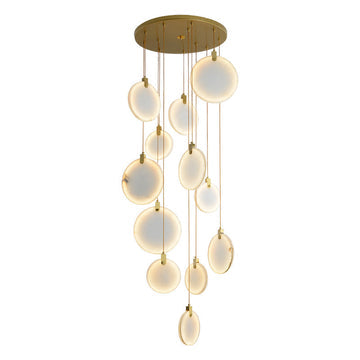 Queenie Alabaster disc Long Round chandelier For Loft