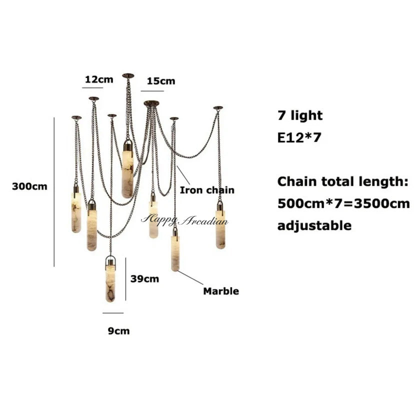 Happyarcadian Black & White Marble Chandelier