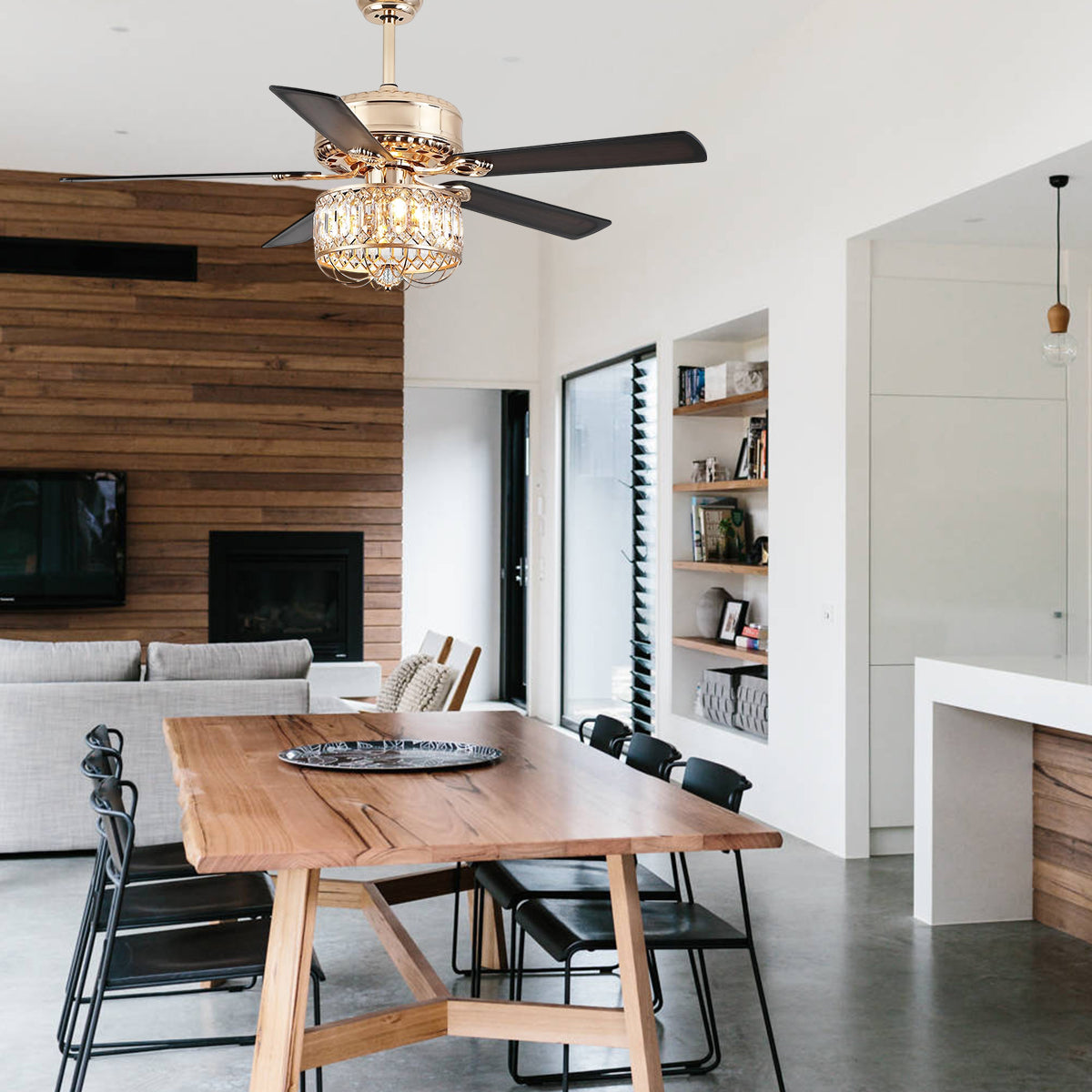 Farmhouse Crystal Ceiling Fan Light