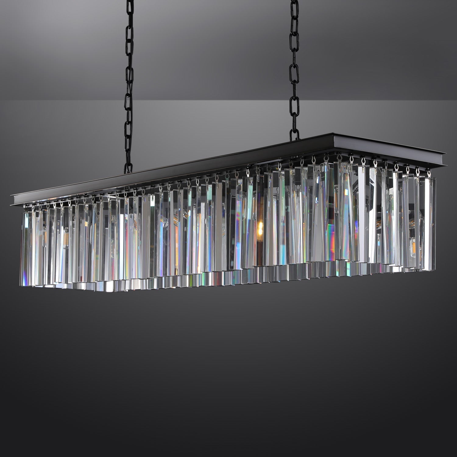 Zestra K9 Crystal Rectangular Chandelier 49"