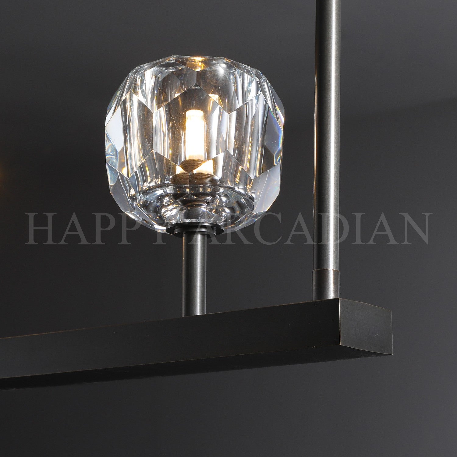 HA Bola De Clear Cristal Linear Chandelier 48"