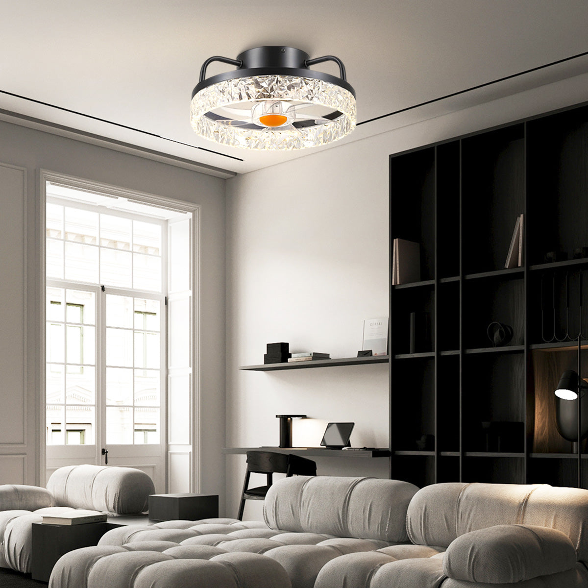 Low Profile Ceiling Fan Light with Remote 13"