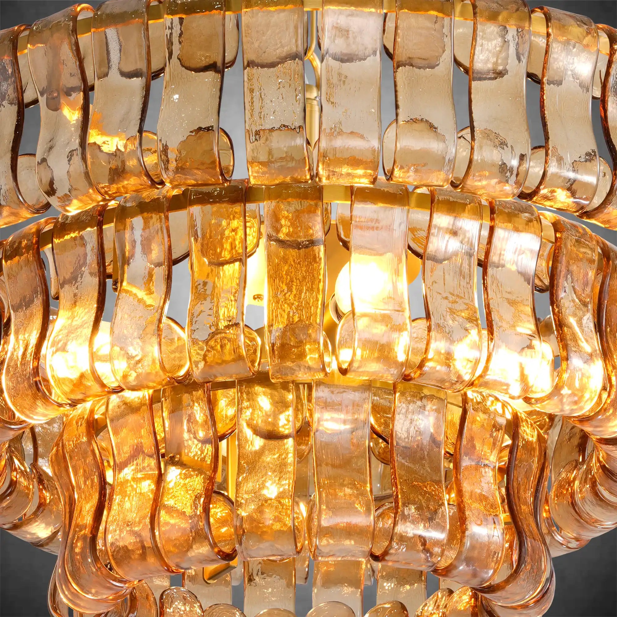 Modern Amber Glass Chandelier,24"