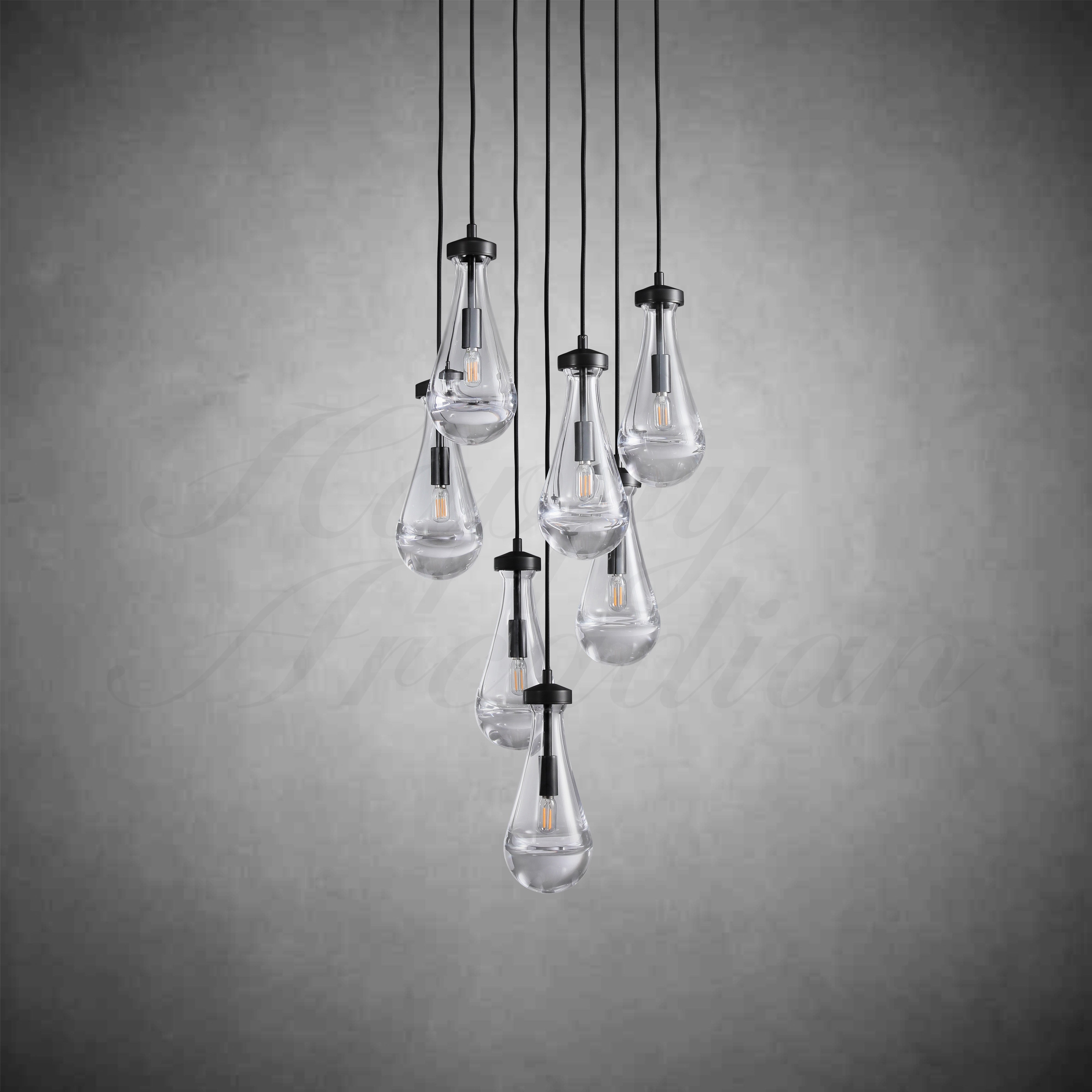 HA Raindrop Glass Round Chandelier 18"