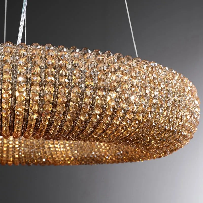 Amber Luxury Crystal Smoke Round Chandeliers