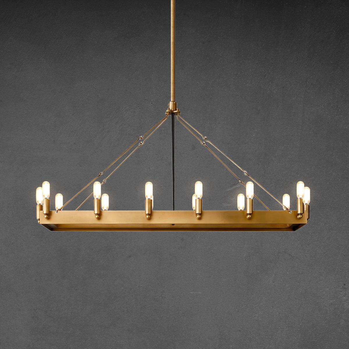Radiant Vintage Filament Rectangle Chandelier 41''52''