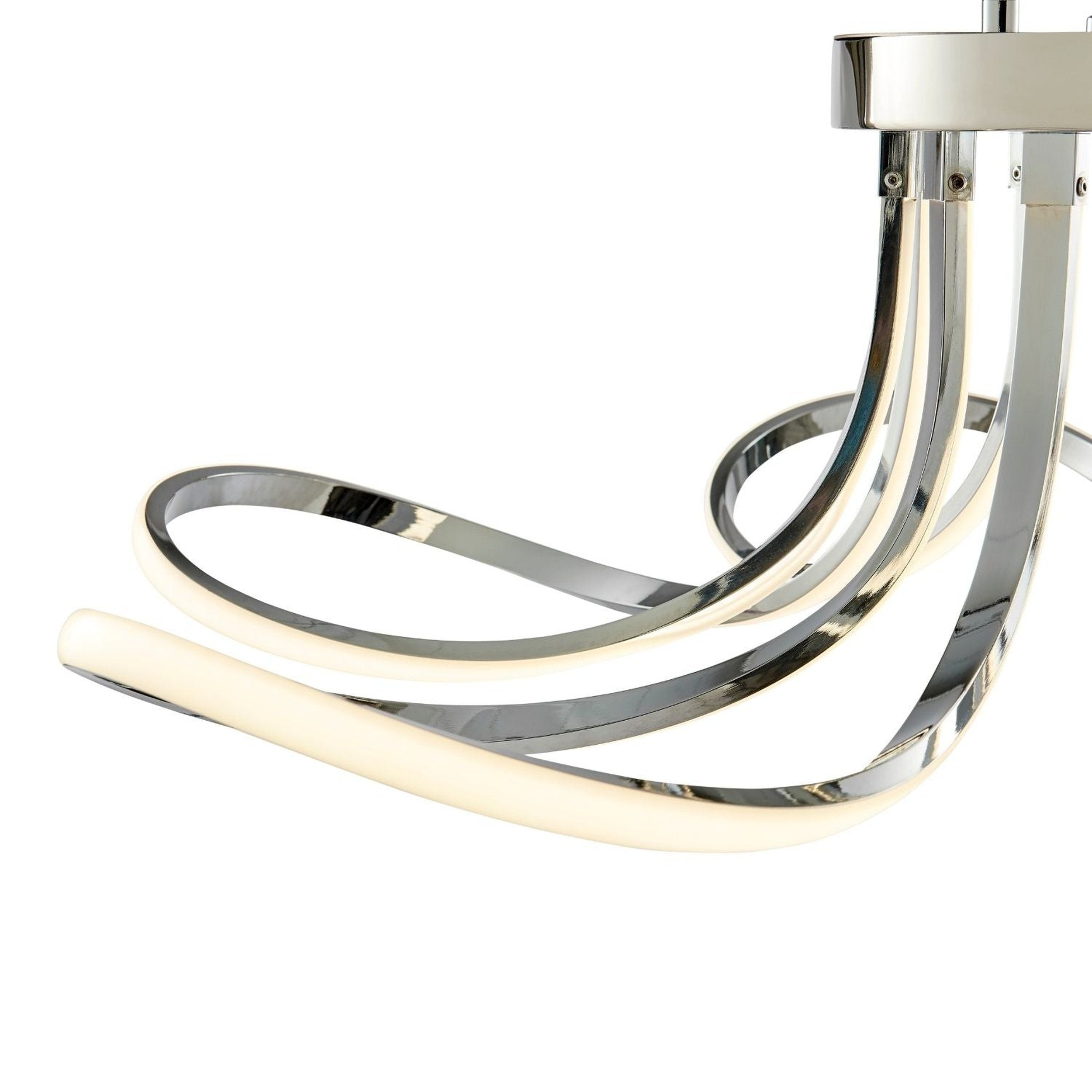 6 Petal Flower LED Strip Chandelier Chrome and Dimmable