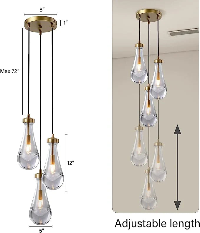 HA Raindrop 3 Lights Pendant Lamp, Mini Kitchen Island Lamp
