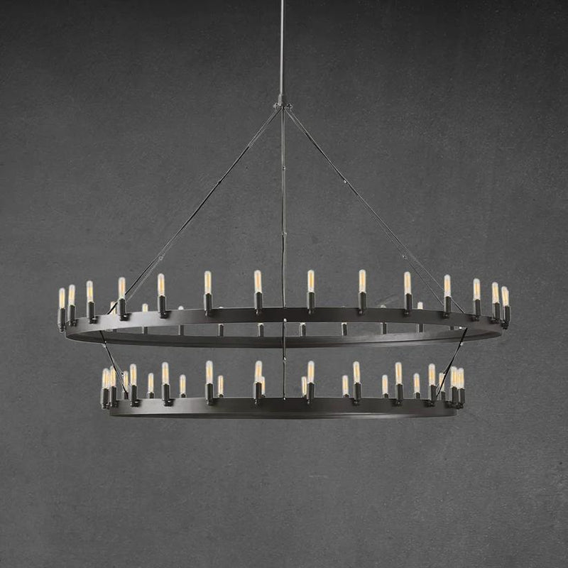 Radiant Vintage Filament Two-Tier Round Chandelier