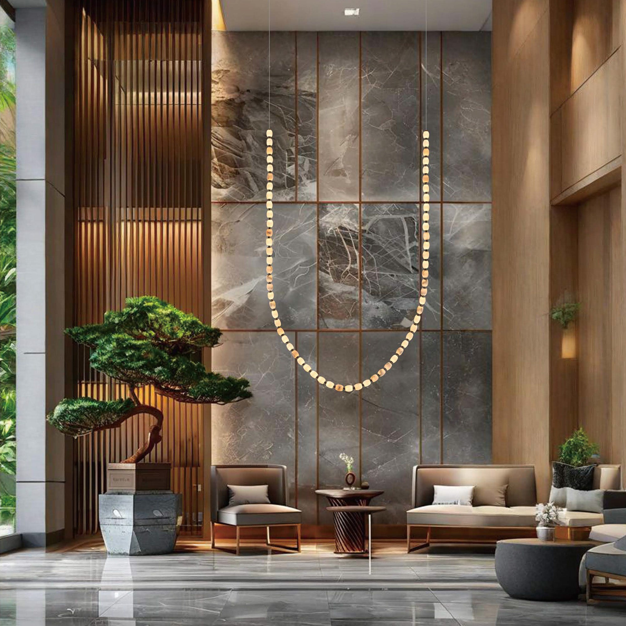 Alabaster Bead LED Pendant Light