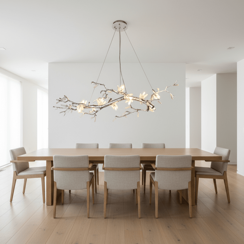 Selenite Crystal Blossom Branching Tree Chandelier