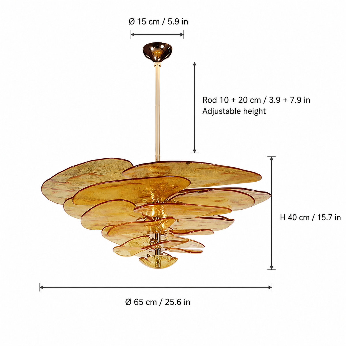 Petal Cascade Artisan Murano Chandelier 21.7"-39.4"