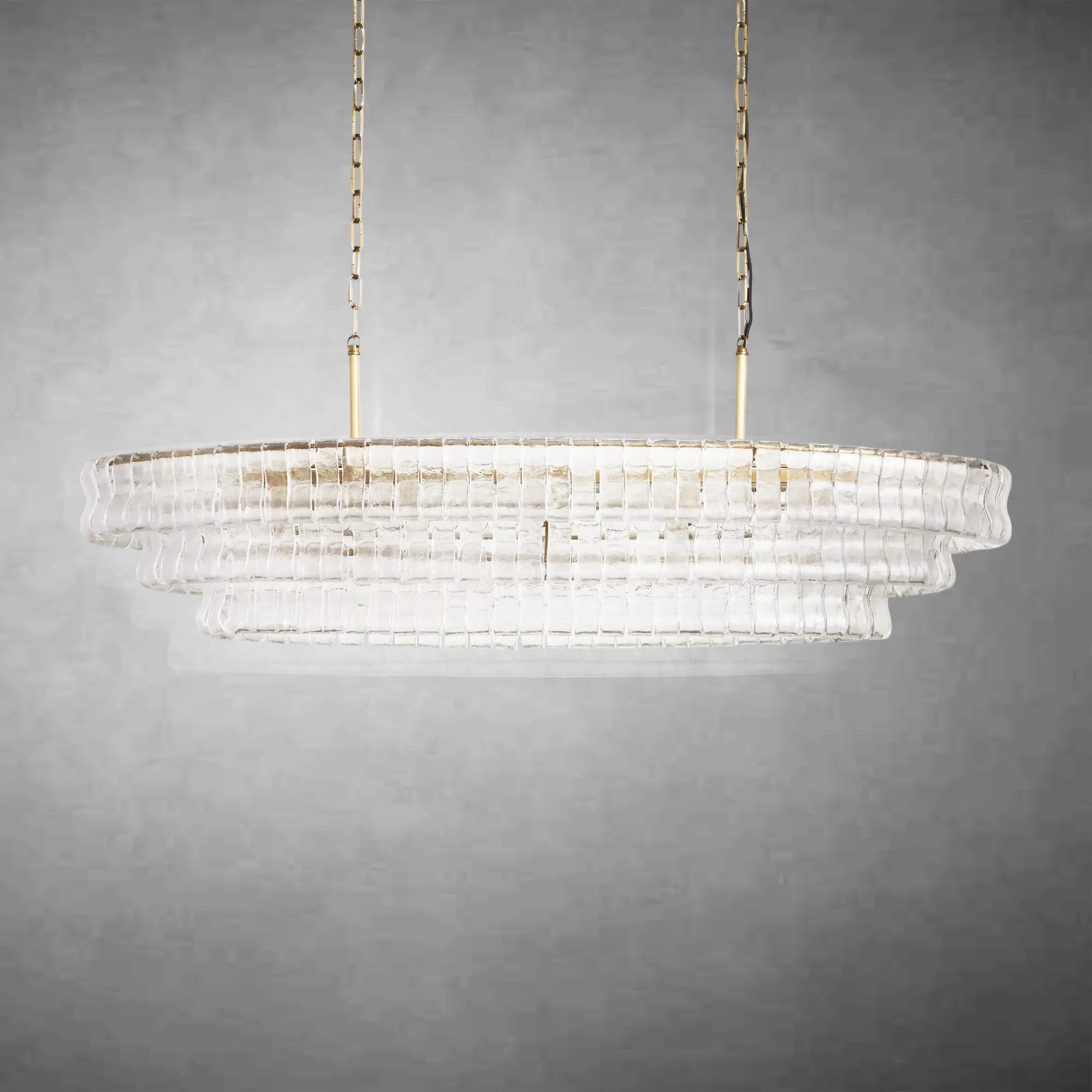 Ghiaccio Art Glass Oval Chandelier