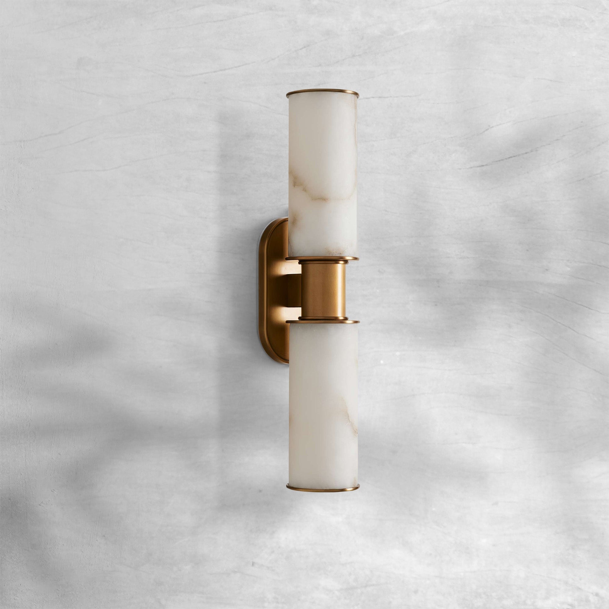 Harlin Alabaster 2-Light Wall Sconce with Brass, Bronze, Nickel Finishes