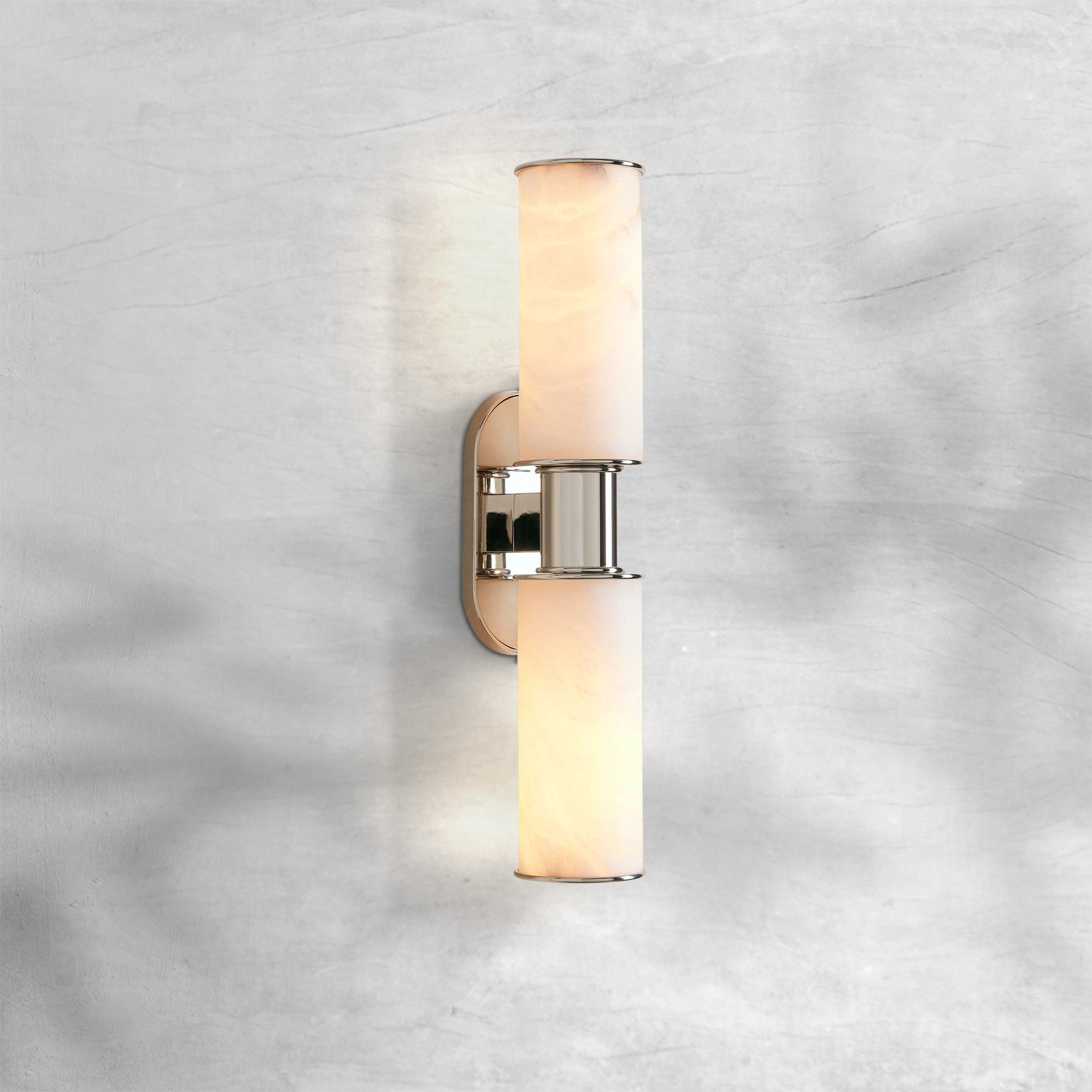 Harlin Alabaster 2-Light Wall Sconce with Brass, Bronze, Nickel Finishes