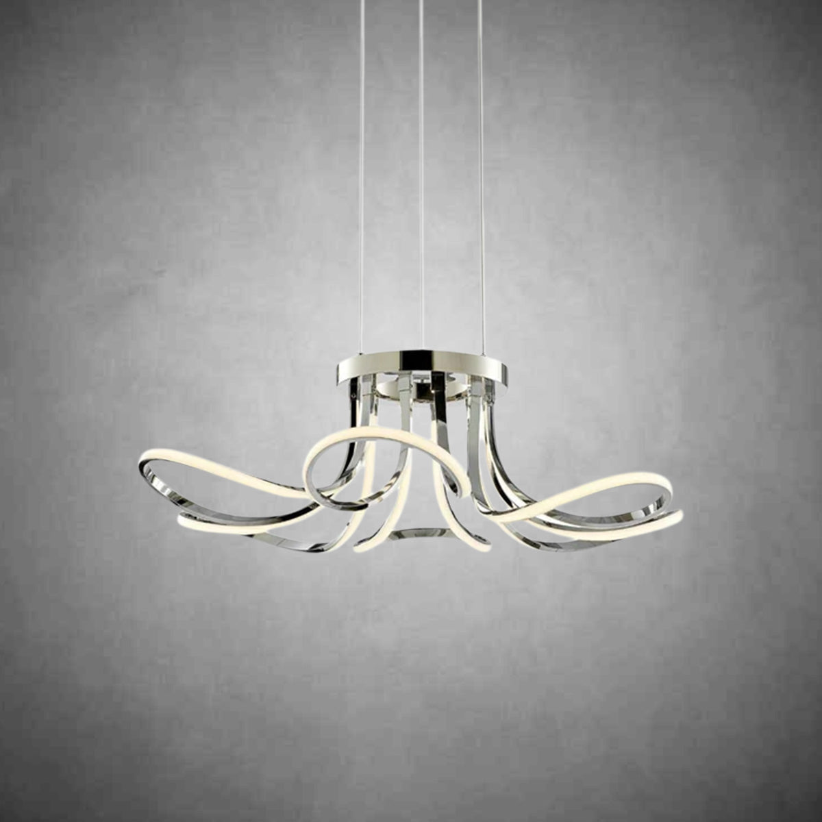 6 Petal Flower LED Strip Chandelier Chrome and Dimmable