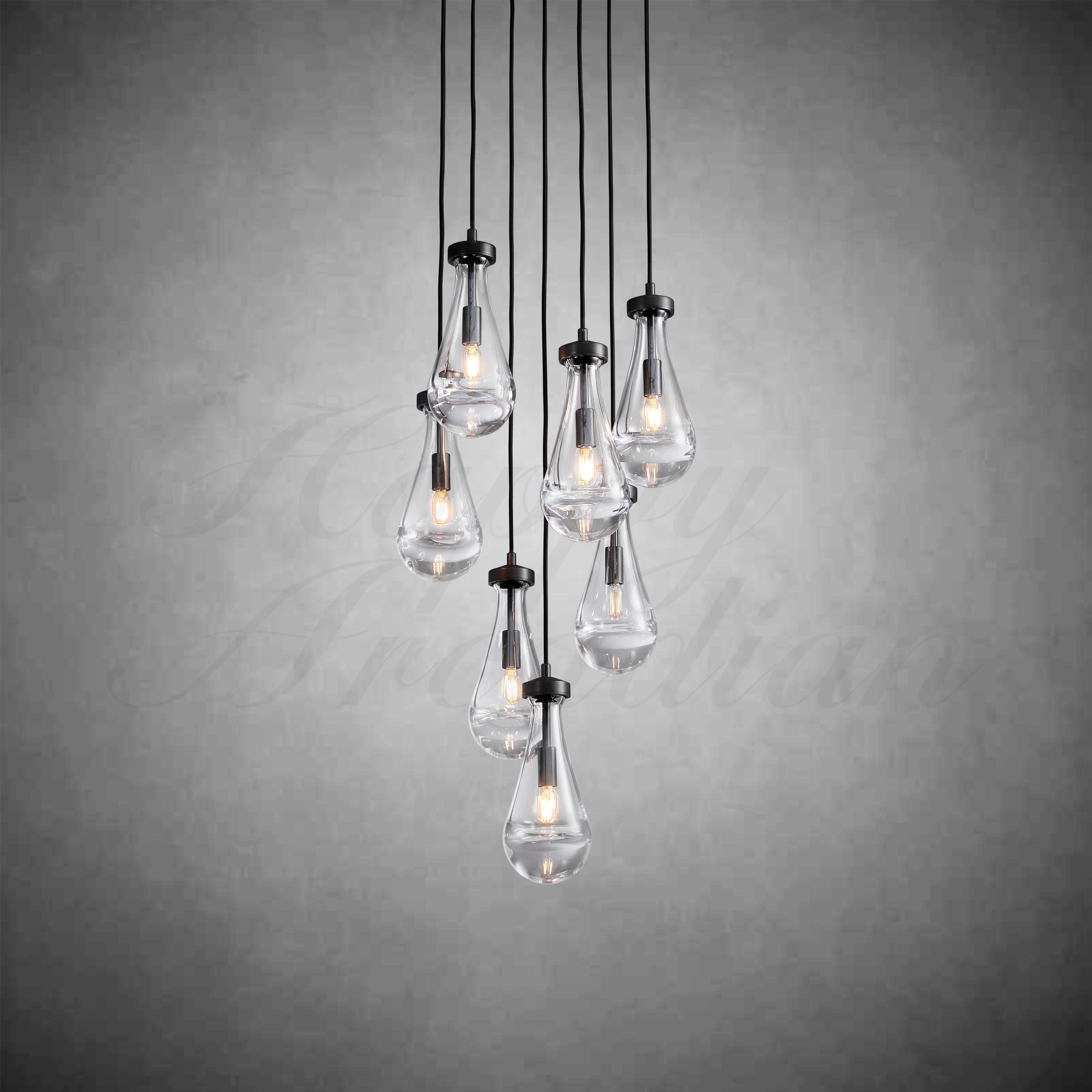 HA Raindrop Glass Round Chandelier 18"